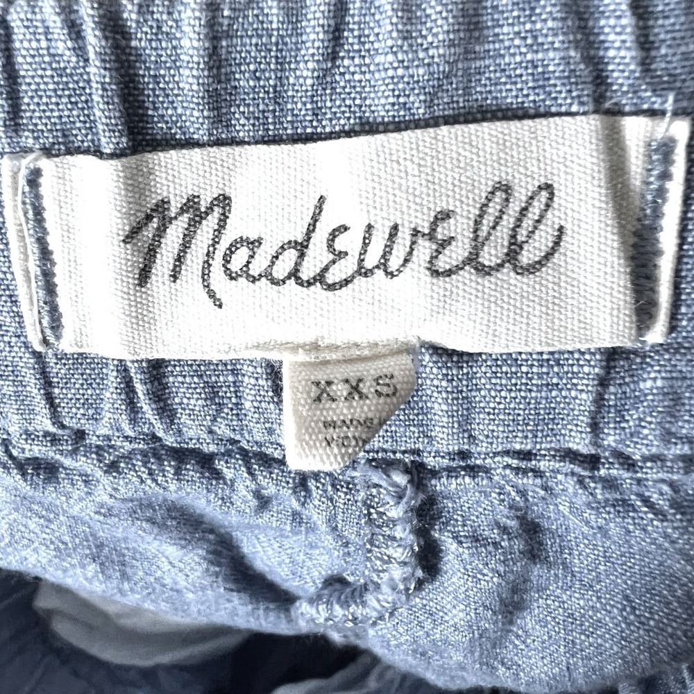 Madewell Pull-On Chambray Solid Shorts Blue Coastal Elastic Waist Size XXS - Picture 4 of 5